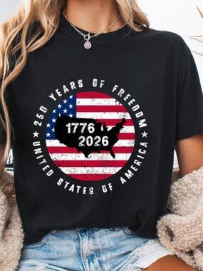 USA flag semiquincentennial T-shirt, 1776-2026 250th Americana Tee